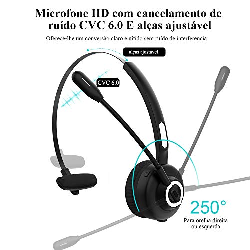 Fone de Ouvido Bluetooth v5.0 Call Center Tipo Langsdom H3B Headset com Microfone de Cancelamento de
