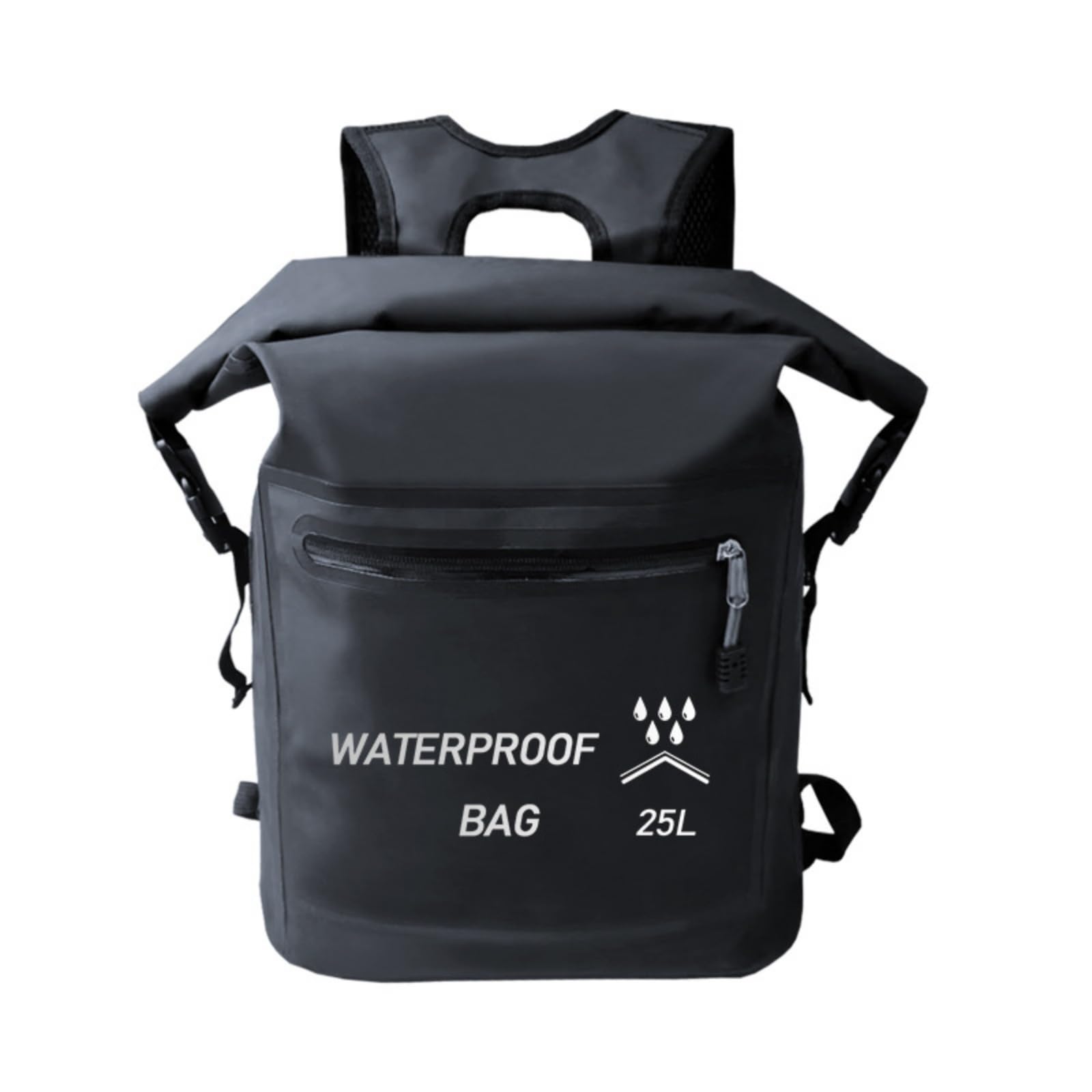 Mochila Impermeable Seco Mochila Estanca Mochila de Viaje Mochila de Senderismo con Cierre Enrollable en PVC 500D y Correas Acolchadas Adecuada para, Array, Negro, 25L