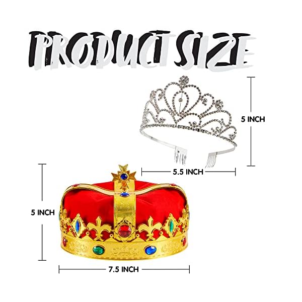 Joyin royal crowns, 2 pack king's and queen's royal crowns, birthday king crown, halloween costume prom accessories - image 4