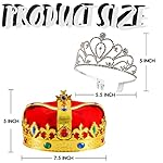 JOYIN 2 Pack Royal Crowns, Halloween Party Costume Accessories, King's and Queen's Crowns for Kids and Audults - Image 3
