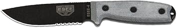 ESEE -4 Serrated Edge Coyote Brown Sheath Black Blades with Micarta Handle