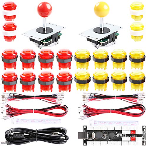 Easyget 2-Player DIY Arcade Kit Zero Delay 2-Player USB Encoder + 2X Joystick