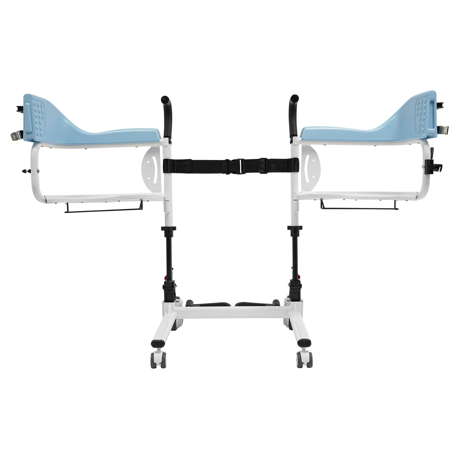Silla elevadora de pacientes 4 en 1, altura regulable de 82 a 96 cm, plegable, aluminio, capacidad de carga de 120 kg, asiento de 180°, con ruedas de freno, cubo extraíble, para personas mayores en