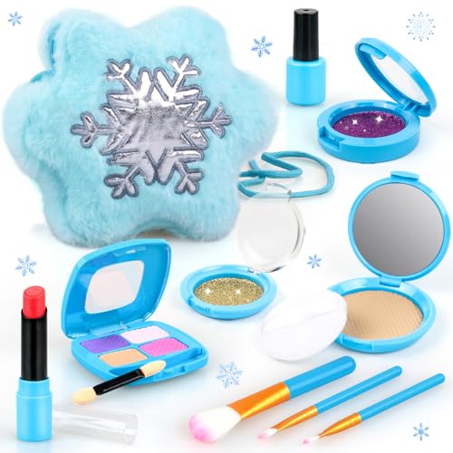 Pretend Makeup Kit for Toddlers 3-5, Kids Play Makeup Set for Girls 3-4 4-6, Frozen Toddler Fake Make Up Toys with Purse, Princess Birthday Gift for Little Girls 3 4 5 6 Year Old
