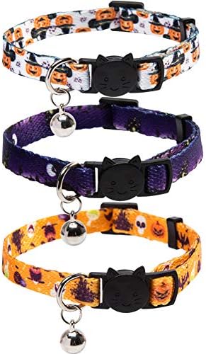 3 Pack Halloween Cat Collar with Bell Breakaway Adjustable
