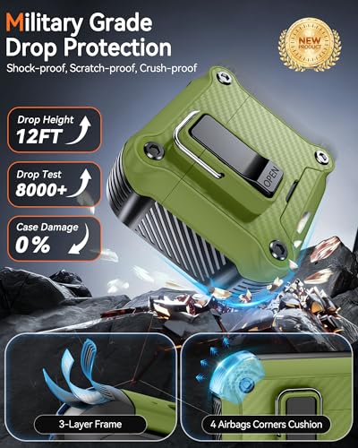 Image of Dual Safety Lock for AirPods 4 Case 2024, Compatible with MagSafe - Designed with Automatic Switch and Phone Stand, Includes a Cleaner & Keychain - Rugged Tough Hard Shell for Apple AirPods 4