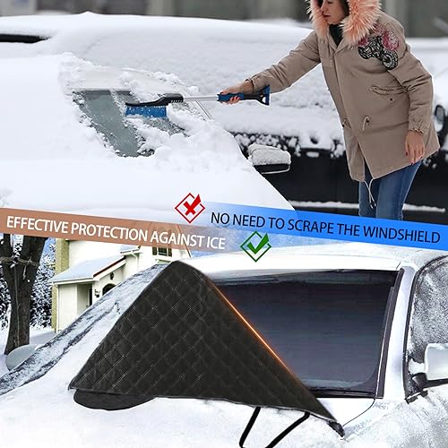 Image of Windshield Snow Cover Fit for Toyota Tundra 2022-2024, Front Windshield Cover for Ice and Snow, Auto Extra Thick Windshield Ice Cover Protects Windshield and Wipers from Rain, Sun, Frost
