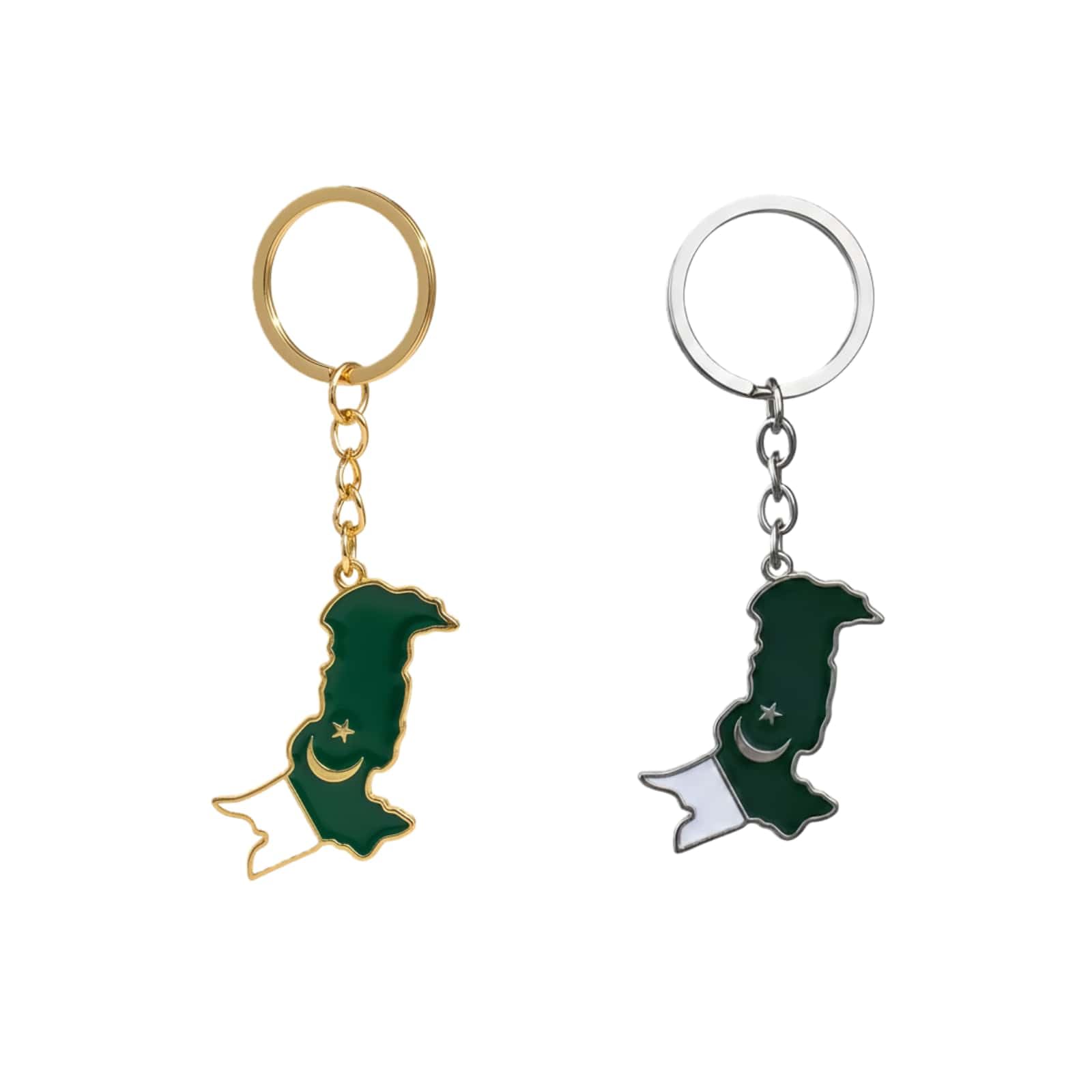 2 Pack Set Pakistan Map Keychain for Women Men,Gold and Silver Pakistan Map Pendant Bag Charms Keychains Accessories Gifts For Car Key Ring,Backpacks,Purse