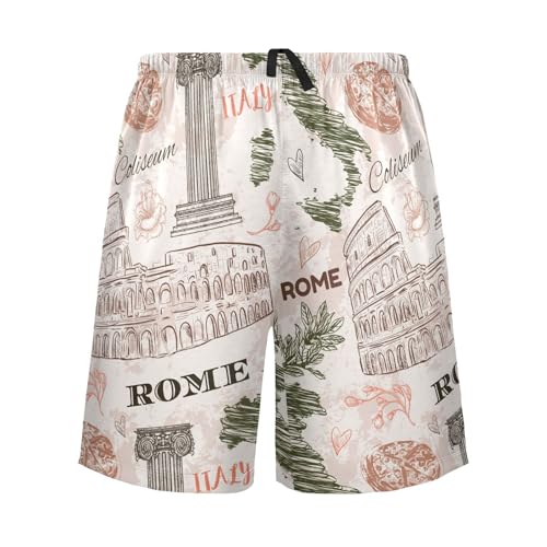 susiyo Rome Italy Men's Pajama Shorts Soft Comfy Pajama Bottoms Lounge Sleep Shorts Sleepwear with Pockets2