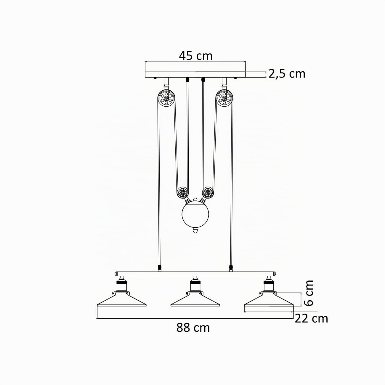KOSILUM - Lampada industriale a sospensione, tripla piatto, luce bianca calda, illuminazione soggiorno, camera da letto, cucina, corridoio, 3 x 60 W, E27, IP20