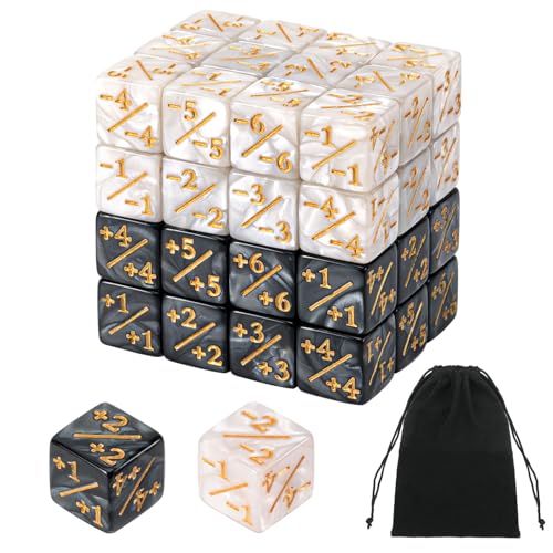 MumdoYAL 48 contadores de dados (negro y blanco) con bolsas de almacenamiento, compatibles con MTG, CCG, accesorios para juego de cartas