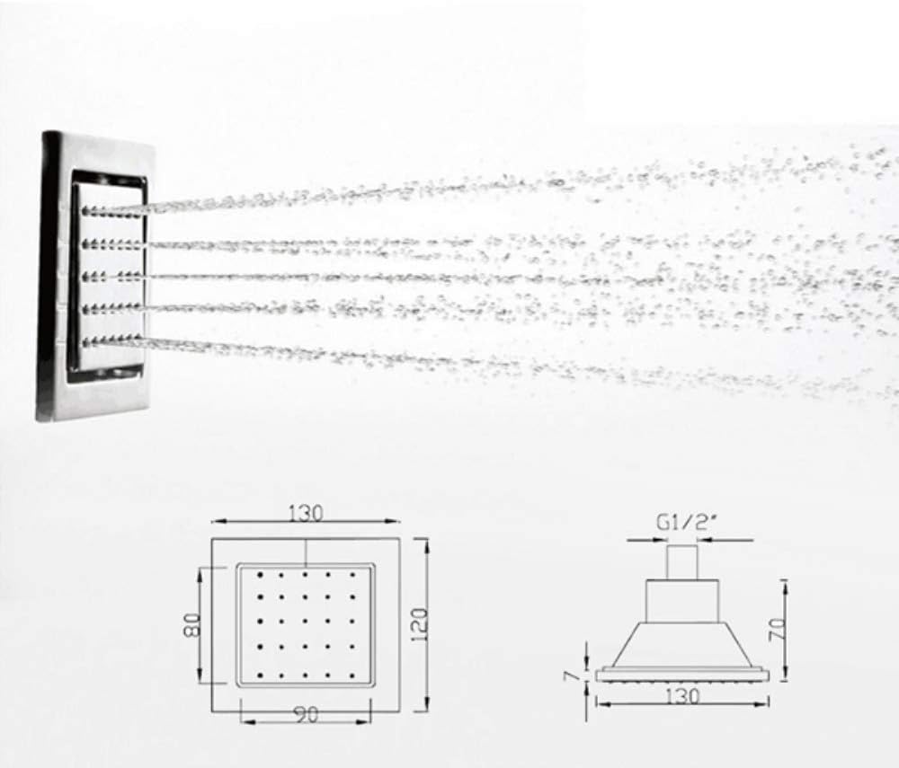 AYIVG 4 Pcs Chrome Square Rainfall Spary Spa Adjustable Shower Body Jets