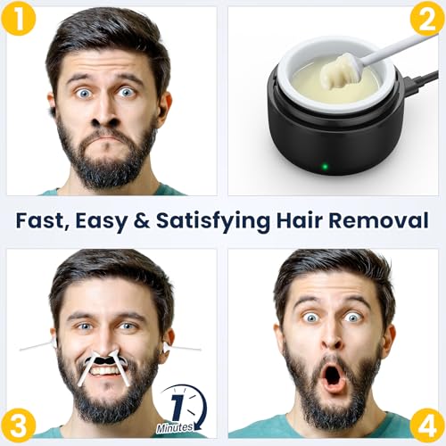 Nasenhaarentferner, Nasenhaar Wachs, Nasenwachs männer: Nase Waxing set mit Mini Wax Maschine,USB-Schnellwärmung, konstante Temperatur, 100g Wax / 20 nasenwachs stäbchen zur ohr- nasenhaare entfernen