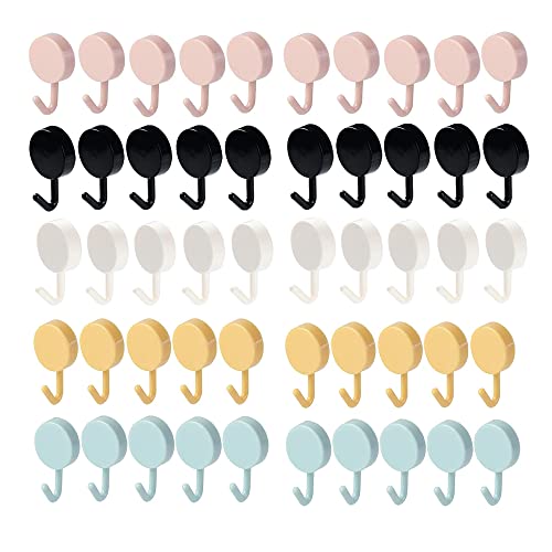 50 Piezas Gancho Autoadhesivo Ganchos Adhesivos para Pared Ganchos Adhesivos Coloridos Gancho Autoadhesivo Gancho De PláStico Resistente De Colores Gancho De Llave De Pared para Baño Cocina Oficina Cover