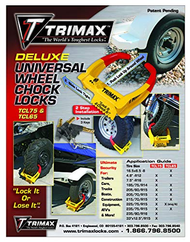 Trimax Tcl75 Deluxe Universal Wheel Chock Lock-Yellow/Red #TOP4