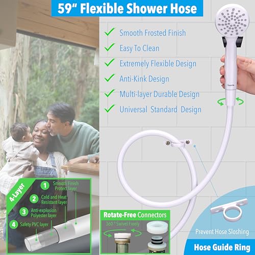 Awelife RVS1901W Rv Shower Head With Hose And On Off Switch (Trickle), Water Saving And High Pressure Shower Head With Hose Guide Ring And Shower Holder For Rv, Camper thumb #4