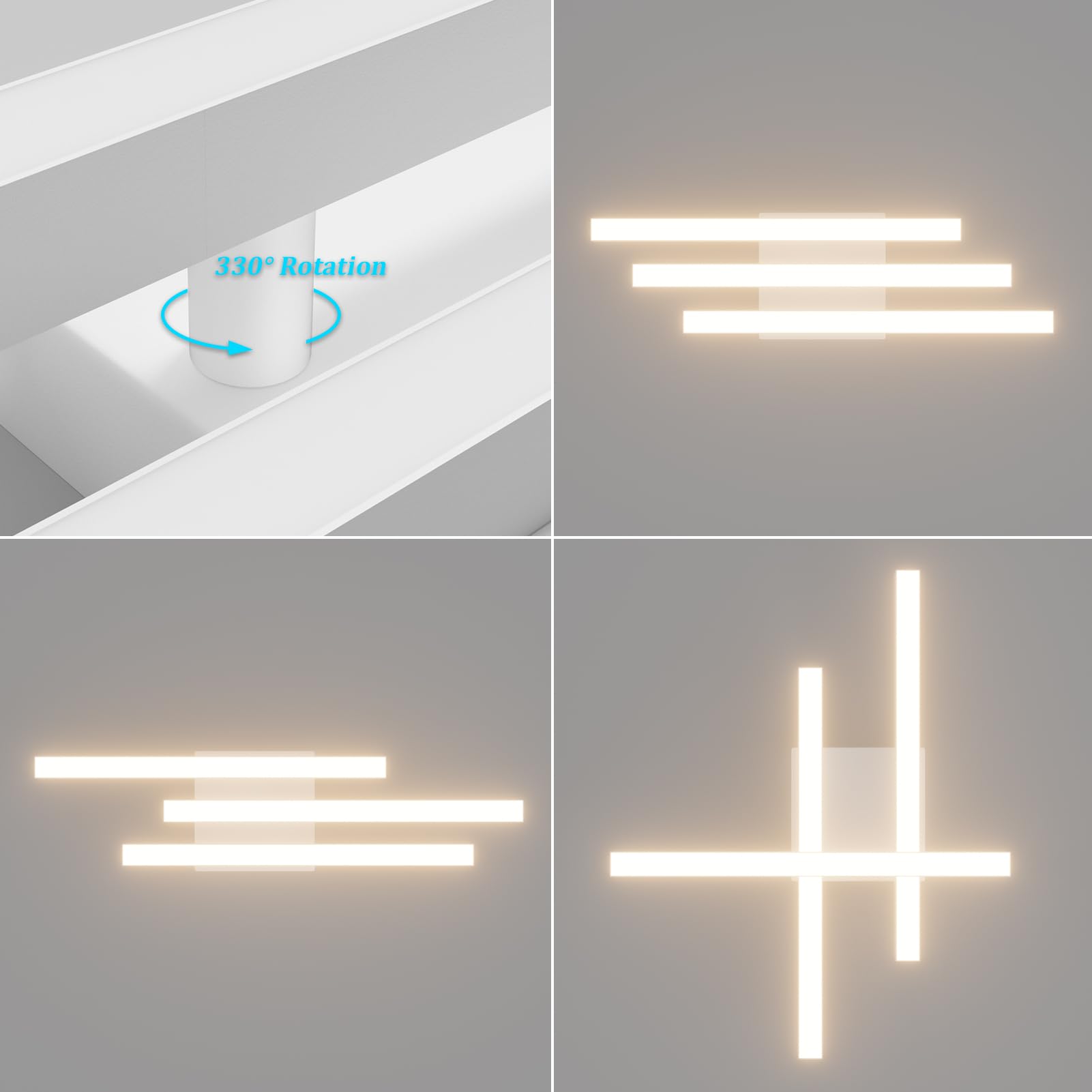 Klighten Plafoniera Led Soffitto 20W 1720LM, Plafoniera 3 Barra, Lampada Soffitto Decorativa Moderna per Corridoio Camera da Letto Soggiorno Cucina, 45 cm, Bianco Caldo 3000K, Bianco
