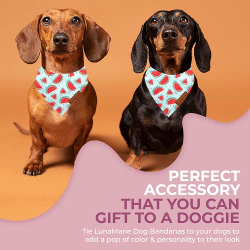 Lunamarie - Luxury Dog Bandanas - Cute Unique Designs | Premium & Silky Poly Fabric | 100% Handmade Custom Shape Dual Layered Reversible Small, Med, Large Cat Scarf (Watermelon, Large) #TOP7