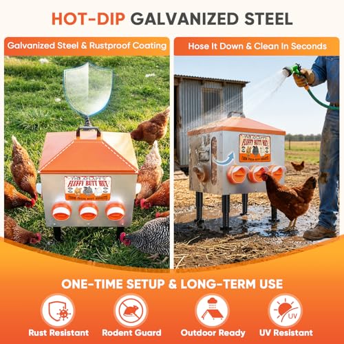 Heavy-Duty 55LB Large Automatic Chicken Feeder | No-Waste 8 Deep Ports | Feeds 12 Hens for 2 Weeks | Easy-View Window | Raised Anti-Roost Roof | Adjustable Legs Poultry Feeder for Backyard Chickens — view 2