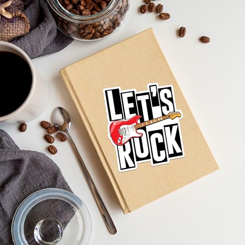 Image of Guitar Sticker 8 Pcs (Large Size) Vinyl Stickers Laptop Waterproof Decal for Car Bumper Water Bottle Notebook Luggage Window Party Birthday Decorations - Size 4 Inches