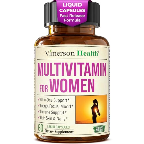 Multivitamin for Women – Essential Womens Multivitamins & Multiminerals 60 Liquid Capsules with Vitamin B12, A, D, C, Zinc, Magnesium & More for Total Wellness – 29 Key Nutrients & Vitamins for Women