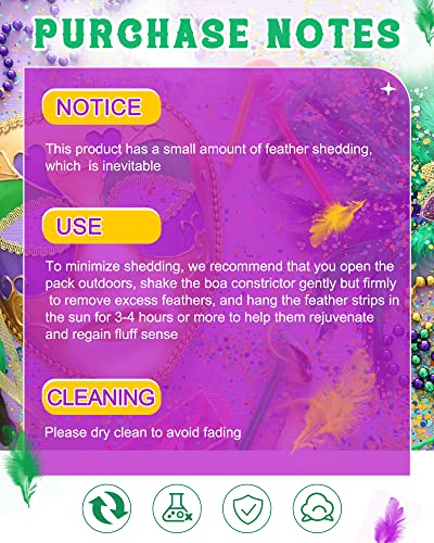 12 Pcs Feather Boas Chandelle Turkey Feathers Fluffy Boas For Preppy Party Ideas Wedding Party Costume Diy Crafts Dancing Dress Decor, 40 Gram, 7 Feet (Green, Yellow, Purple) #TOP3