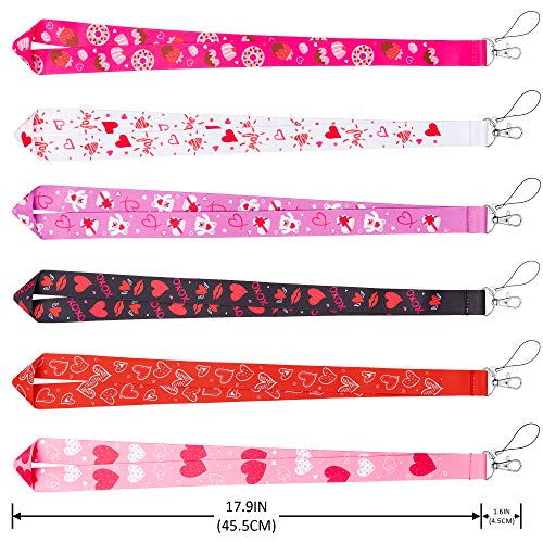 WATINC-6-Pack-Valentine-Lanyards-for-ID-Name-Tag-Badge-Holders-Flat-Hall-Pass-Lanyards-for-Students-with-Stainless-Swivel-Hook-Neck-Office-Cruise-Lanyard-AccessoriesValentine-GiftGift-for-kids