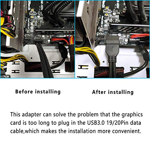HONGLEI USB 3.0 20pin Male to Female Extension Adapter 3.0 19-Pin Motherboard Internal Header Up/Down Angled 90 Degree for Motherboard Mainboard