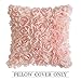 MIULEE 3D Decorative Romantic Stereo Chiffon Rose Flower Pillow Cover Solid Square Pillowcase for Sofa Bedroom Car 18x18 Inch 45x45 Cm Peach Pink Valentines Day
