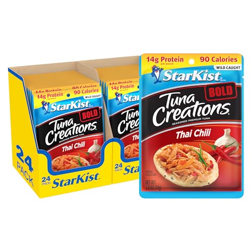 Image of StarKist Tuna Creations BOLD Thai Chili Style, 2.6oz Pouch, 24-Pack | 14g Protein Per Serving, Wild Caught, Shelf Stable Seafood, Gluten Free, Soy Free, No Draining, Ready to Eat for Salads