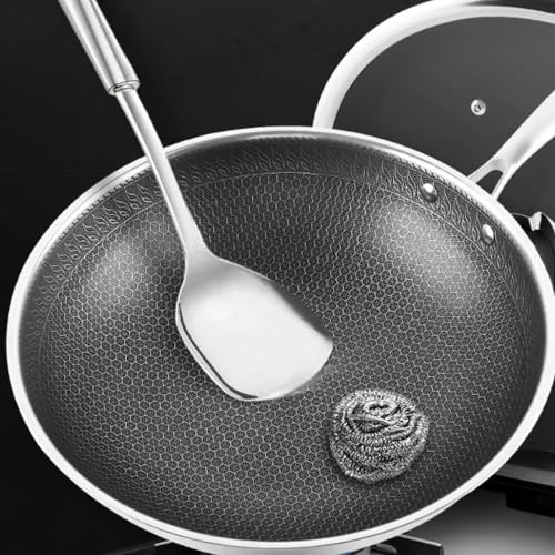 Wok de acero inoxidable con tapa, 13.4 pulg, antiadherente miniatura 4