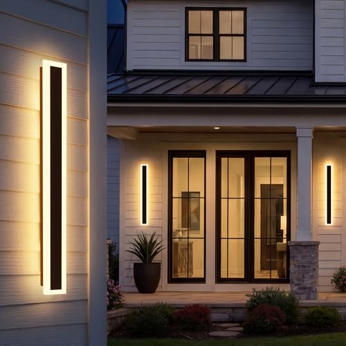 2Pack 39inch Outdoor LED Wall Light, 30W 110V Hardwired Long LED Wall Sconce, IP65 Waterproof Modern Light Fixture with Frosted Acrylic, 3000K Warm White Wall Lighting for Porch Garage House Exterior by Esfos - Image 7