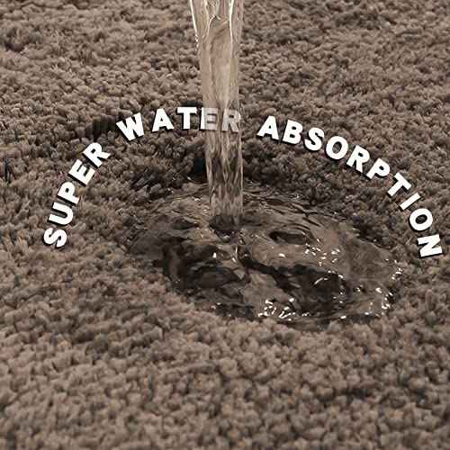 Hotbalzer Bathroom Rugs Extra Thick, Non-Slip Bath Rugs For Bathroom, Soft Microfiber Absorbent Bath Mat, Bathmats Washable For Living Room Bedroom Floor, Shower, Tub 16" X 24" Taupe #TOP2