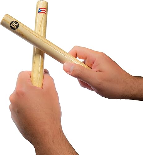 Miniatura 4 de DP Music Juego de instrumentos musicales de percusión de mano, incluye 1 par de palos de ritmo de 8 pulgadas con bandera de Puerto Rico y 1 par de