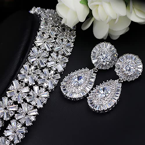 Conjunto de joyería de boda para novias con circonitas de lujo 2