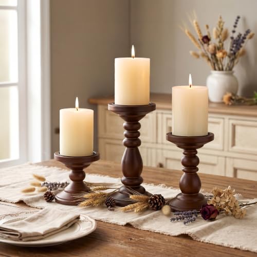 Inweder Wood Pillar Candle Holder: Mid Century...