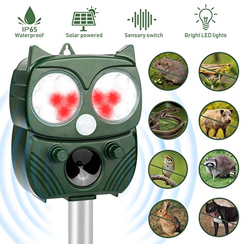 Repellente per animali,Repellente Ultrasuoni Energia Solare Impermeabile a Fequenza Regolabile per Allontanare uccello, Gatti e Altri per Fattoria, Giardino, Prato
