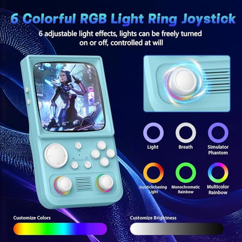 Image of R36TMAX Retro Handheld Game Console, Portable Retro Gaming Console with 4.0 inch CRT-Inspired Screen, 4000mAh Arcade Classics, Supports Multiple Emulators, WiFi Network Battling, 64GB (Blue)