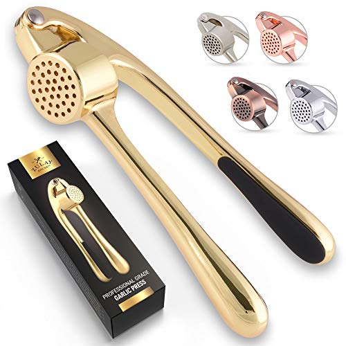 Zulay Premium Garlic Press - Soft Easy-Squeeze Ergonomic Handle, Sturdy Design Extracts More