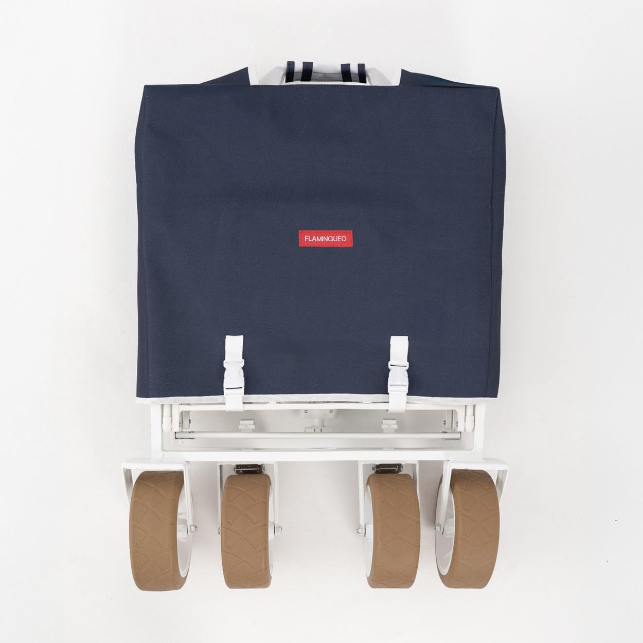 Flamingueo Carro Playa, Plegable con Ruedas, Giro 360º y Frenos Incorporados, Bolsa para Protección, Doble Posavasos, Poliéster, 83 x 50 x 93 cm