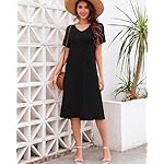 VOBCTY Women's Casual Short Sleeve Tshirt Dress Summer Side Split Loose V Neck Dresses - Image 2
