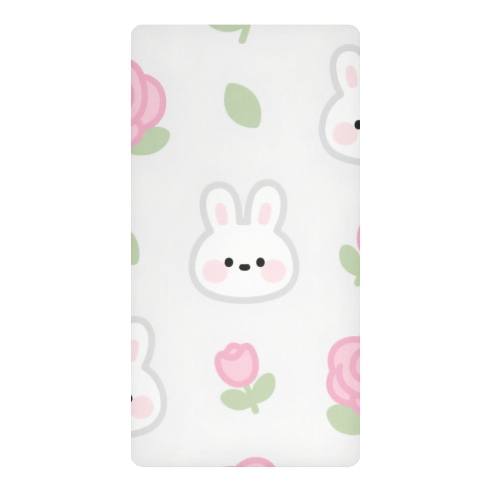 Drap de lit imperméable bébé fille motif lapin blanc 132 x 71 cm