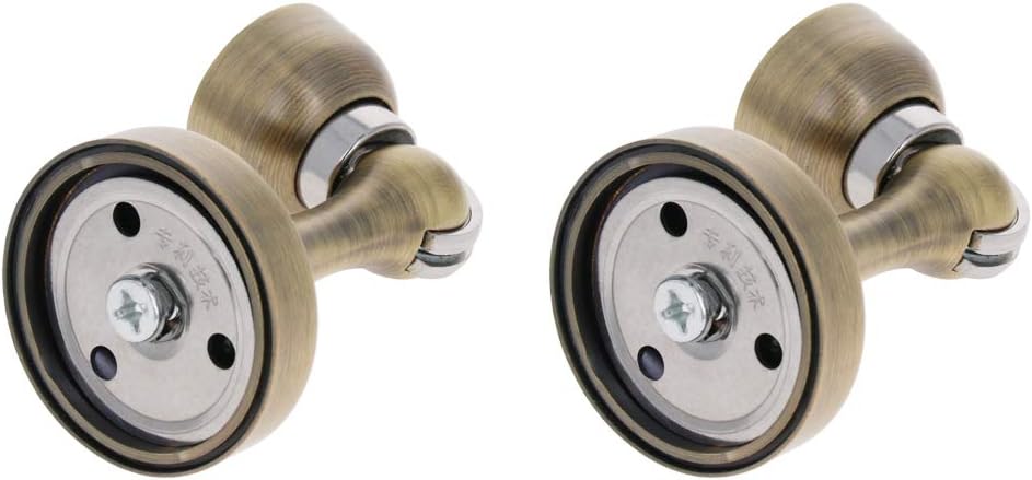 Mromax ドアキャッチドアストッパー 磁気ドアストッパー ドアキャッチャー フラット戸当り マグネット式ドアストッパー ドア止め金具 ドアストッパー 室内 金具 衝撃防止 家具扉用 ステンレス鋼 頭径32mm ベース径47mm 高さ74mm 2個入り 青銅色 数量限定