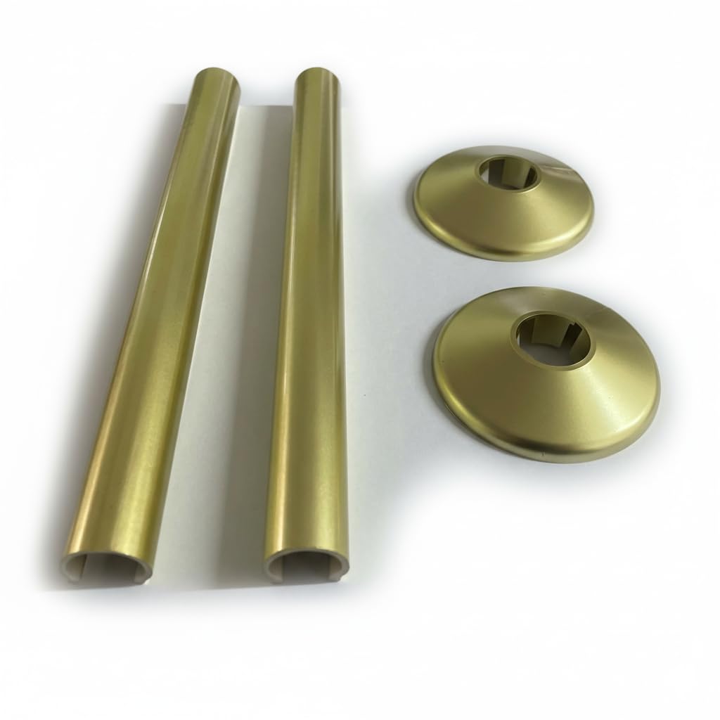 Durable 15mm Radiator Pipe Covers Set - SnapFit in Brushed Brass, 4 Pieces