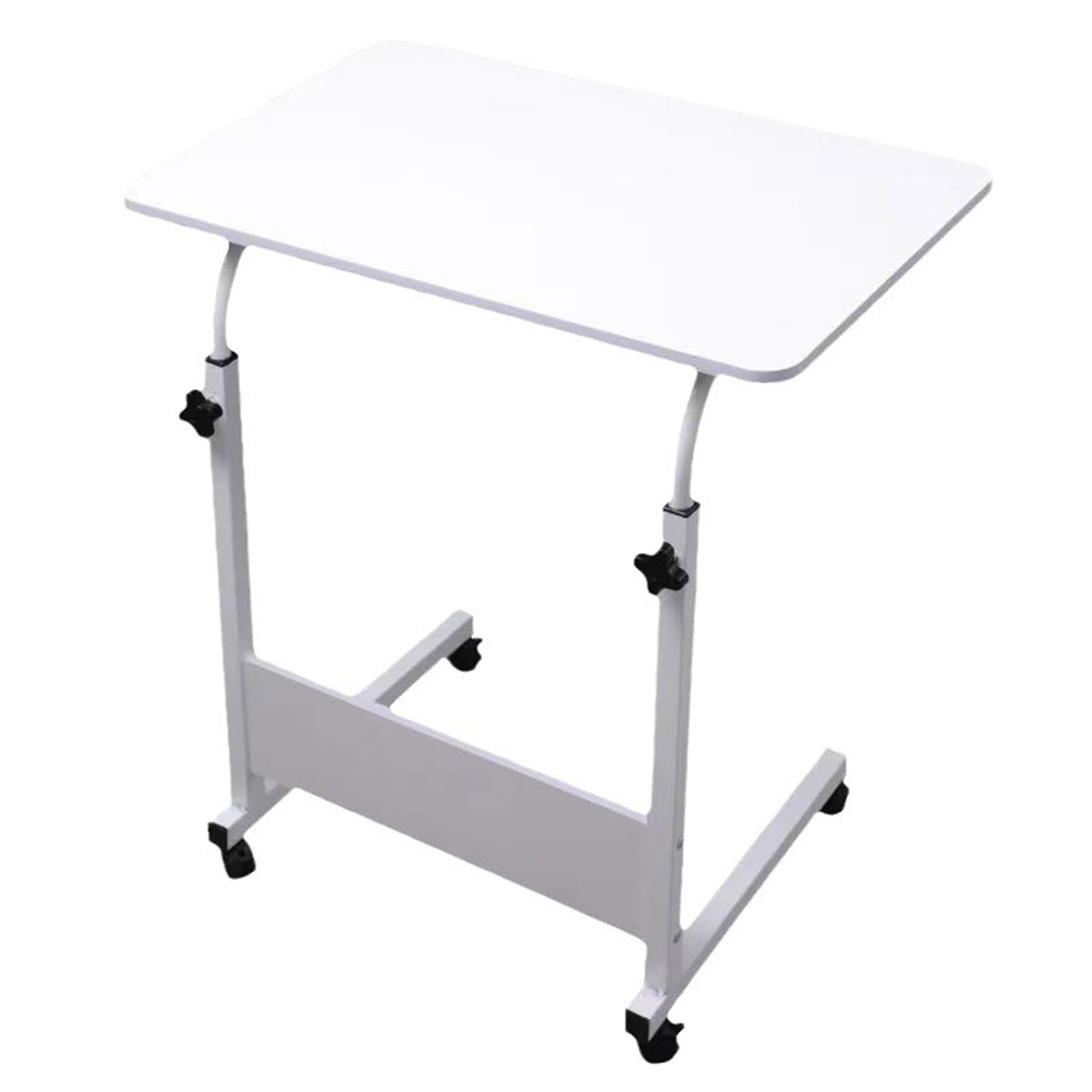 Tavolino da letto regolabile in altezza con ruote, scrivania portatile a forma di C per mangiare e lavorare da casa, tavolo leggero e versatile per hobby e attività