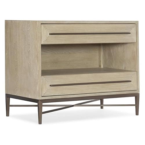Hooker Furniture Cascade Two-Drawer Wood Nightstand with Open Shelf in