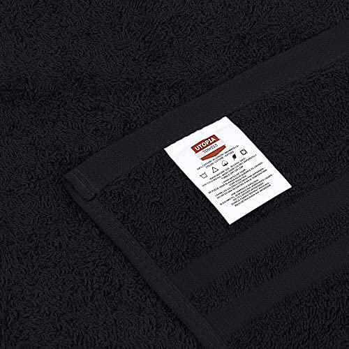 Image of Utopia Towels Cotton Bleach Proof Salon Towels (16x27 inches) - Bleach Safe Gym Hand Towel (72 Pack, Black)
