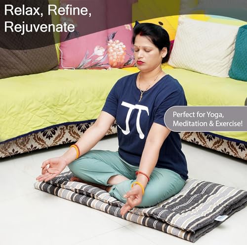 Image of NEXTGO Cotton Filled Mattress Multi Purpose Foldable Mattress with Carry Bag|Portable & Lightweight Gadda|Suitable for Outdoor Travel Camping (Brown White Lining,Single: 30x78 Inch Or 2.5x6.5 Feet)