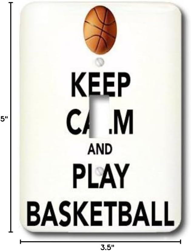 3dRose lsp_171918_1 Keep calm and play basketball. White and Black. NBA. - Single Toggle Switch