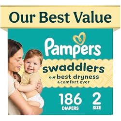 1 of Swaddlers Diapers, Size 2 (10-22 lbs), 186 Count, Fragrance Free, Hypoallergenic, Absorbent, Pediatrician Recommended, Skin Safe